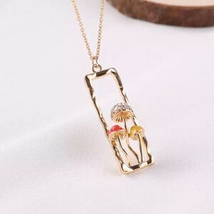 Mashroom Colorful Gold Plated Necklace